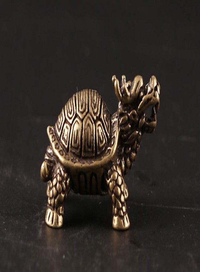 DMtse Chinese Feng Shui Brass Mini Dragon Turtle Decor Statue Figurines Sculpture Collectibles for Avoiding Evil & Keeping Peace Gift Mascot - Image 3