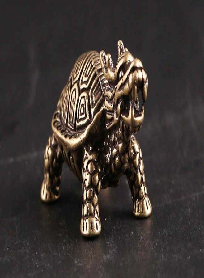 DMtse Chinese Feng Shui Brass Mini Dragon Turtle Decor Statue Figurines Sculpture Collectibles for Avoiding Evil & Keeping Peace Gift Mascot - Image 2