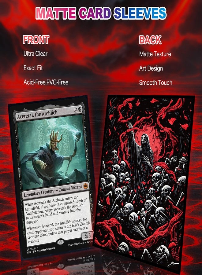 UAONO MTG Card Sleeves - Death 100 Count Standard Size Ultra Clear Front & Matte Finish Back Tear Resistant Clear Card Sleeves Matte Art Sleeve for MTG - Image 3