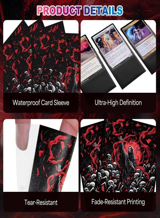 UAONO MTG Card Sleeves - Death 100 Count Standard Size Ultra Clear Front & Matte Finish Back Tear Resistant Clear Card Sleeves Matte Art Sleeve for MTG - Image 4