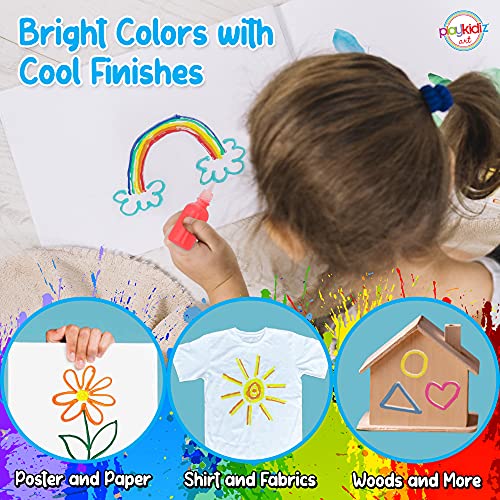 Playkidiz Puffy Paint, 6 Pack 3-D Fabric Paint, Classic Colors, Permanent Non-Toxic Paint Set for Kids, Ages 3+ - Image 3