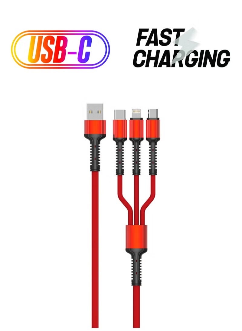 أوسامس كابل شحن سريع 3 في 1 متعدد الألوان - Image 1