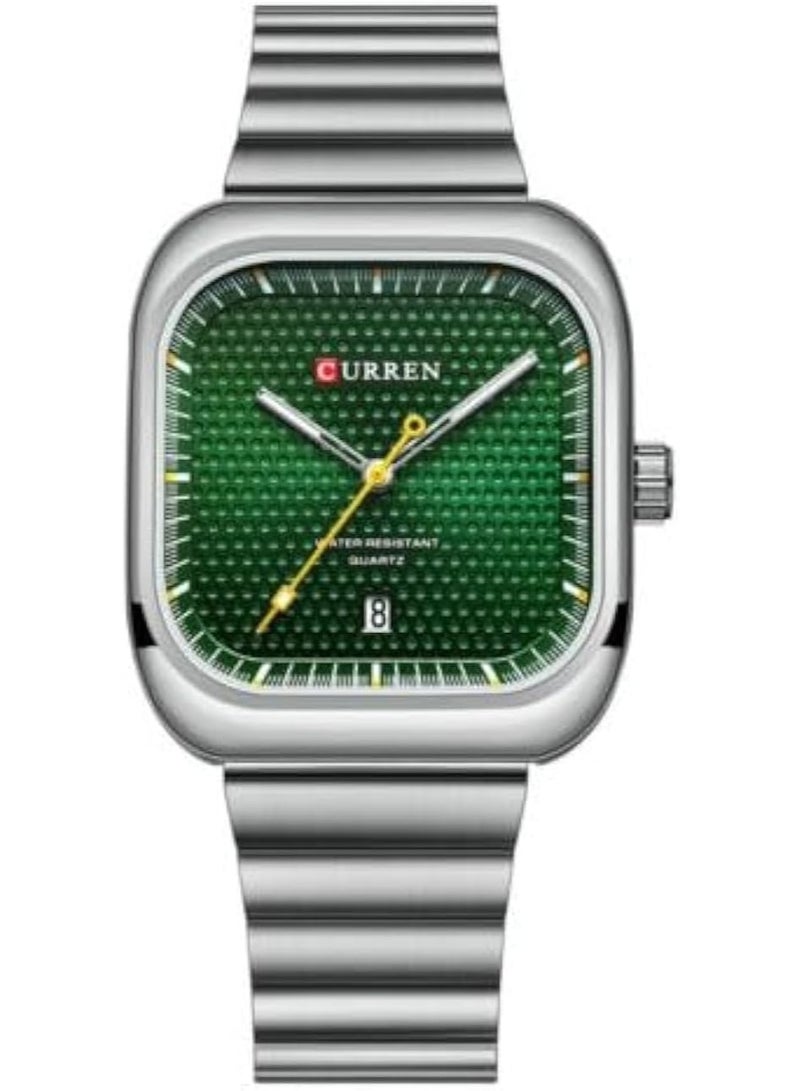 كارين ساعة رجالية كاجوال كوريين 8460 بميناء مربع وسوار فولاذي حركة كوارتز يابانية - Image 1