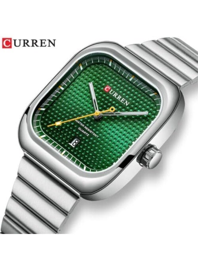 كارين ساعة رجالية كاجوال كوريين 8460 بميناء مربع وسوار فولاذي حركة كوارتز يابانية - Image 2