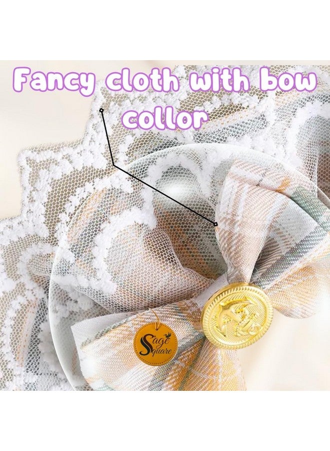 سايج سكوير تجسيد لأزياء القطط المتطورة - دلل صديقك الفروي بطوق القماش الفاخر المزين بزينة فيونكة رائعة للحفلات والتصوير الفوتوغرافي والمناسبات (متوسط) - Image 4