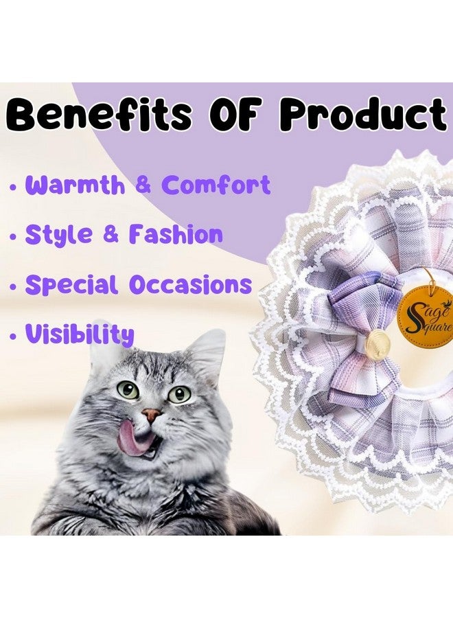 سايج سكوير تجسيد لأزياء القطط المتطورة - دلل صديقك الفروي بطوق القماش الفاخر المزين بزينة فيونكة رائعة للحفلات والتصوير الفوتوغرافي والمناسبات (متوسط) - Image 5
