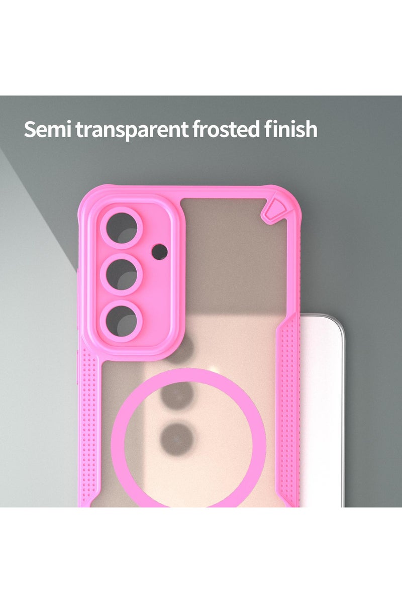 Cover For Samsung Galaxy S24 FE Armor Glaze MagSafe Magnetic Phone Case Raised edges around the screen and camera lens help prevent scratches - Pink - Image 4