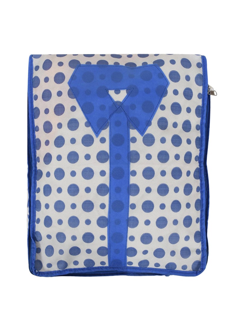 Kuber Industries Kuber Industries Dot Print NonWoven Shirt CoverClothing OrganizerWardrobe Organizer For Home Traveling Blue 54KM4177  - Image 3