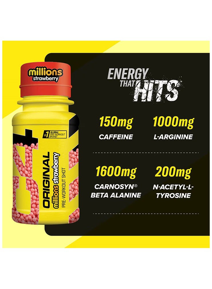 C4  Cellucor Cellucor C4 Orginal Pre Wrokout Shot 60ml Millions Strawberry Flavor Pack of 12 - Image 3