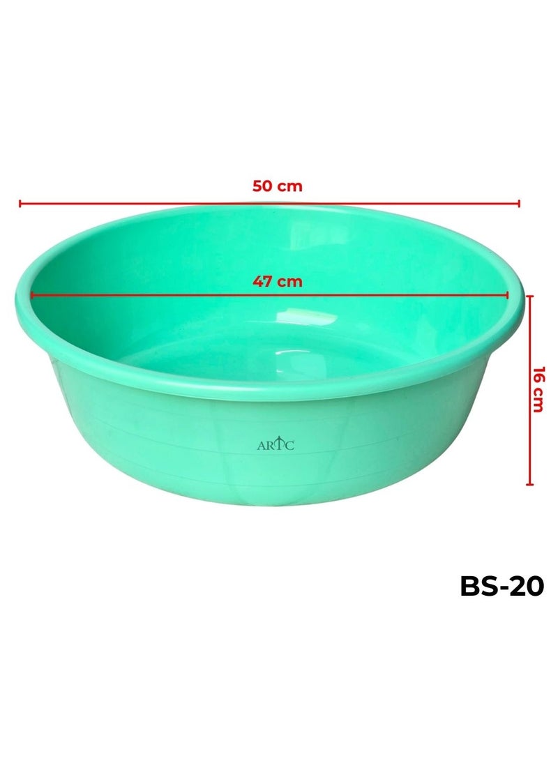 ARTC 21L Heavy-Duty Plastic Bath Tub (Green) – Premium Multi-Purpose Round Basin for Laundry, Dishwashing, Cleaning, Soaking, Water Storage & Home Organization – Stackable & Durable - Image 2