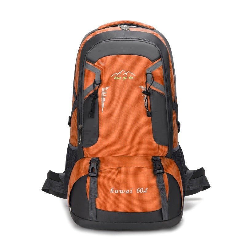 Generic 60L Large Capacity Outdoor Mountaineering Bag Water-repellent Nylon Travel Bag Couples Shoulder Leisure Sports Travel Backpack Orange red 