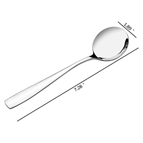 Obstnny Round Soup Spoon 12 Piece, Stainless Steel Bouillon Spoon - Image 3