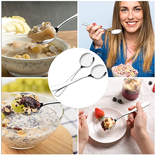 Obstnny Round Soup Spoon 12 Piece, Stainless Steel Bouillon Spoon - Image 4