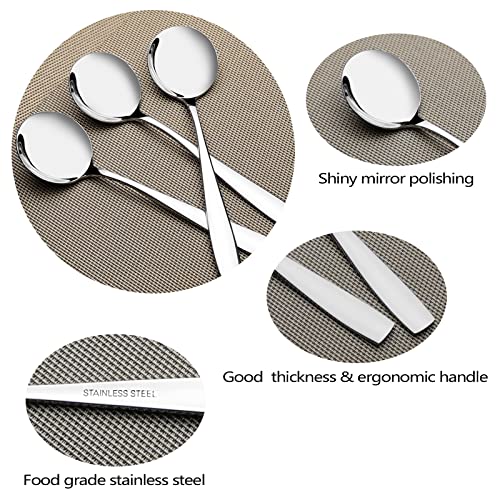 Obstnny Round Soup Spoon 12 Piece, Stainless Steel Bouillon Spoon - Image 2