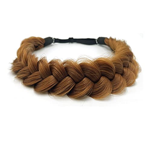 TOECWEGR Synthetic Hair Braided Headband Classic Wide Strands Wedding Disorderly Fluffy Braids Wig Band Women Beauty Accessory