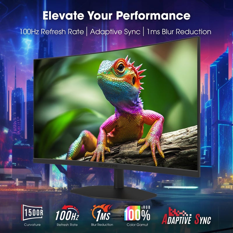 Sceptre جديد! شاشة ألعاب منحنية 27 بوصة من سبيكتر 1500R 100Hz HDMI X2 DisplayPort 1ms 100% sRGB، مكبرات صوت مدمجة، لون أسود آلي 2026 (C275W-FW100T) - Image 2