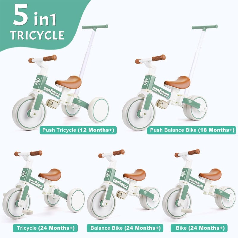 XIAPIA Tricycle for Toddlers 13 Year Olds 5 in 1 Toddler Balance Bike with Removable Pedal Push Trike Toys with Adjustable Pushrod for 2 3 4 5 Year Old Boys  Girls Birthday Gifts for Kids - Image 3