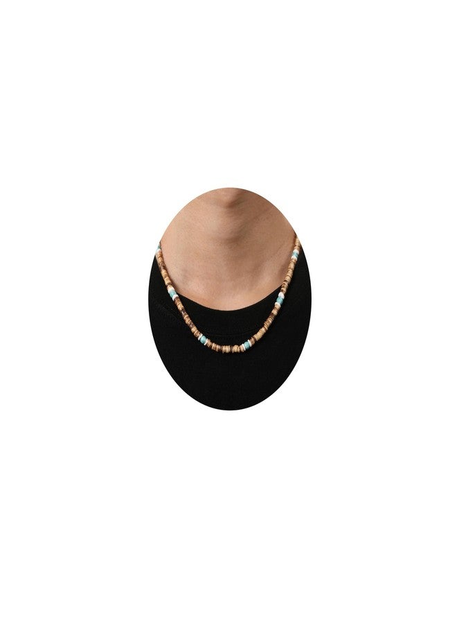 Btysun Choker Necklace for Men Beaded Necklaces for Teens Gifts for Teen Boys Summer Beach Multicolor Wooden Bead 14K Gold Plated Adjustable Gift for Him - Image 1