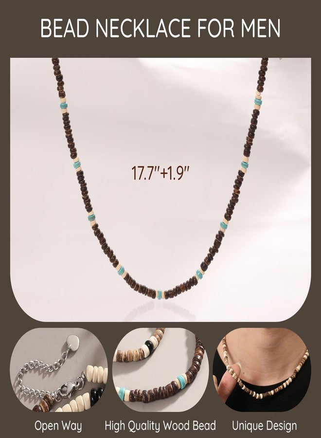 Btysun Choker Necklace for Men Beaded Necklaces for Teens Gifts for Teen Boys Summer Beach Multicolor Wooden Bead 14K Gold Plated Adjustable Gift for Him - Image 5