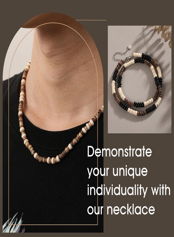 Btysun Choker Necklace for Men Beaded Necklaces for Teens Gifts for Teen Boys Summer Beach Multicolor Wooden Bead 14K Gold Plated Adjustable Gift for Him - Image 3