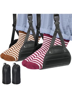 erorex 2 Pack Airplane Travel Footrest Hammock Perfect Airplane Foot Hammock Foot Hammock For Airplane Travel Accessories Desk Foot Hammock Travel Foot Rest Comfy Foot Hanger Airplane  - Image 1