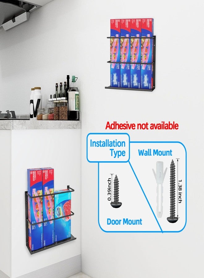 Gypie Kitchen Wrap Organizer Door Mount, Aluminum Foil Holder Cabinet Door Organizer Cabinet Storage Basket for Kitchen Wrap/Food Bag Storage, Black - Image 2