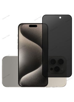 9H IPhone 15 Pro Max Full Privacy Tempered Glass Screen Protection, Anti-Spy 9H Hardness, Full Cover Explosion-Proof Screen, [Case Friendly] [Bubble Free] - Black  - Image 1