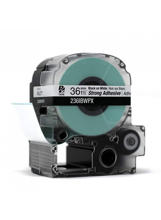 LABELWORKS Epson LABELWORKS 236IBWPX PET (Polyester) Tape Cartridge - Black on White Strong Adhesive Industrial Label Maker Tape - 1.5" (36MM) Wide, 30 ft - Image 3