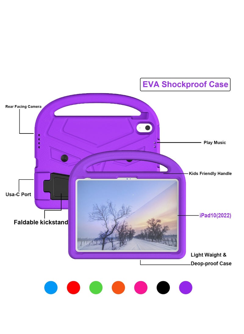 GULFLINK Lightweight Kids Friendly Shockproof Handle Stand Cover Case for ipad 10th 10.9 inch 2022（A2757/A2777）Purple  - Image 5