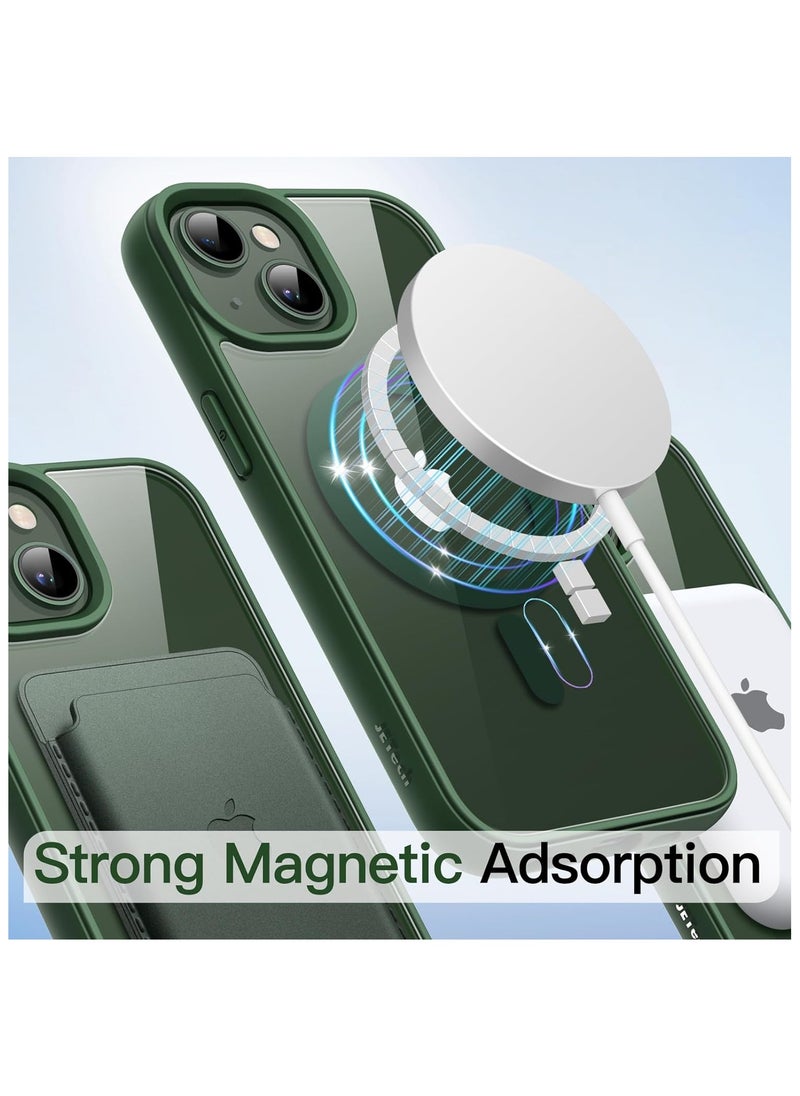 Denx - Magnetic Case for iPhone 13 And iPhone 14 Case, Compatible with MagSafe, Plating Luxury Cover, Clear Soft TPU Shockproof Protective Phone Case, (Green) - Image 1