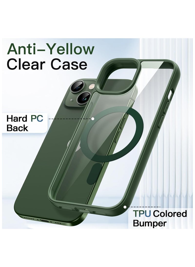 Denx - Magnetic Case for iPhone 13 And iPhone 14 Case, Compatible with MagSafe, Plating Luxury Cover, Clear Soft TPU Shockproof Protective Phone Case, (Green) - Image 1