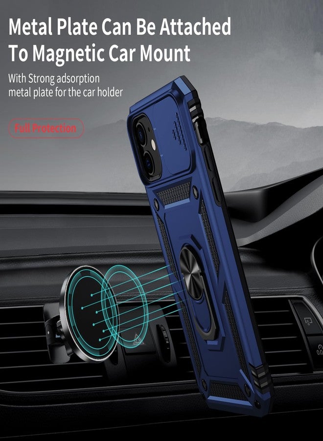 Weycolor for iPhone 11 Case with Camera Lens Cover, HD Screen Protector, 10 FT Military Grade Drop Protection, Magnetic Ring Holder Kickstand Protective Phone Case for iPhone 11, Navy Blue - Image 2