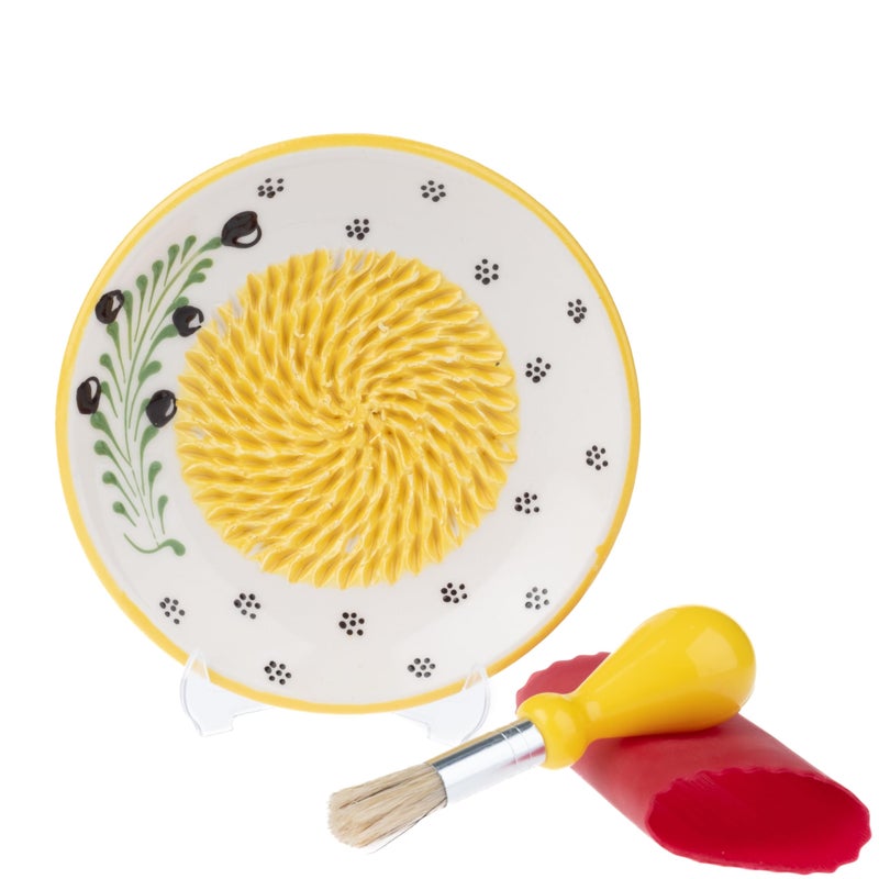 EVANILIFE Ceramic Garlic Grater Plate - Handmade Garlic Grater - 4 Pcs Garlic Press - Natural Garlic Grinder - Decorative Garlic Mincer, Dishwasher Safe Ginger, Garlic, Cheese Grater, Hand Grate (Honey Yellow) - Image 1