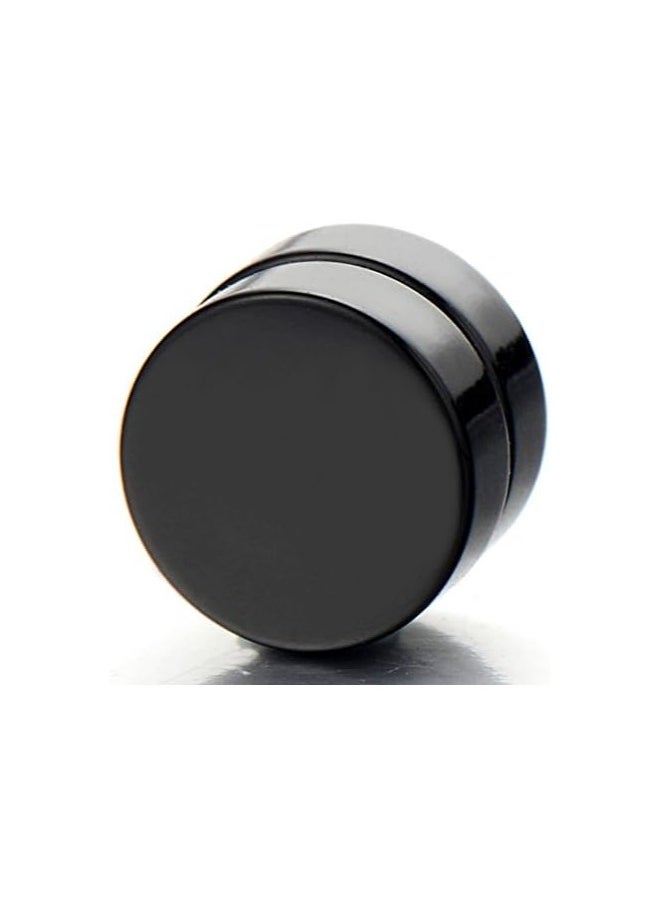 Bluelans 2pcs Magnetic Black Circle Stud Earrings for Men Women, Non-Piercing Clip On Cheater Fake Ear Gauges  - Image 4