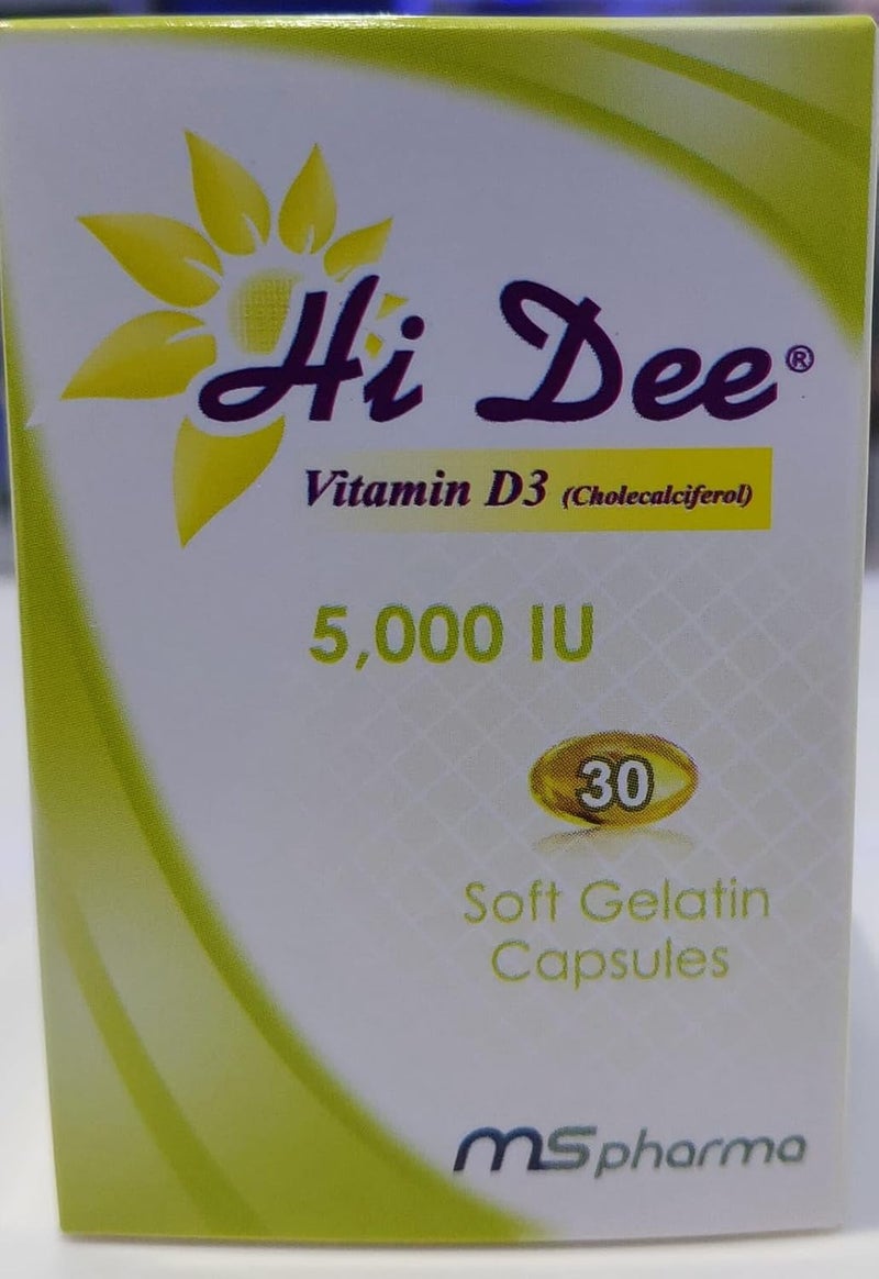 Hi Dee Vitamin D3 5000 IU Soft Gelatin Capsules - 30 Count