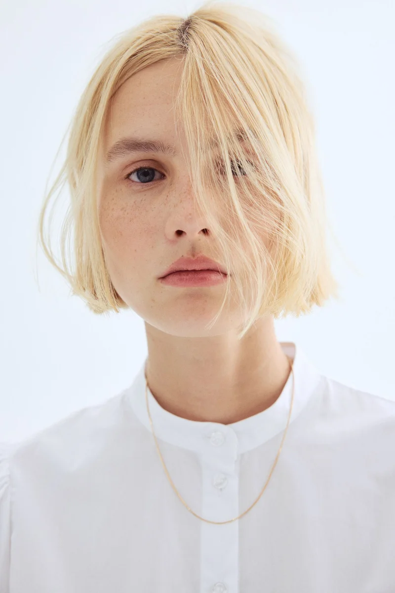 اتش اند ام بلوزة قطنية بأكمام منفوخة