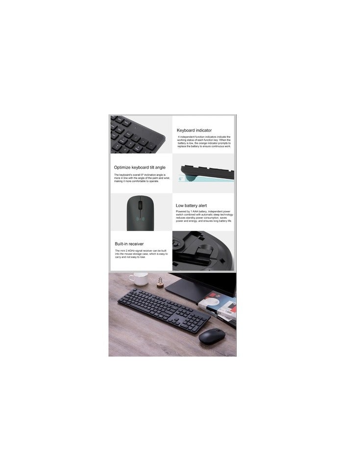Xiaomi Wireless Lightweight 2.4GHz Portable Full-size 104 Keys Keyboard Mouse Set Black Black - Image 4