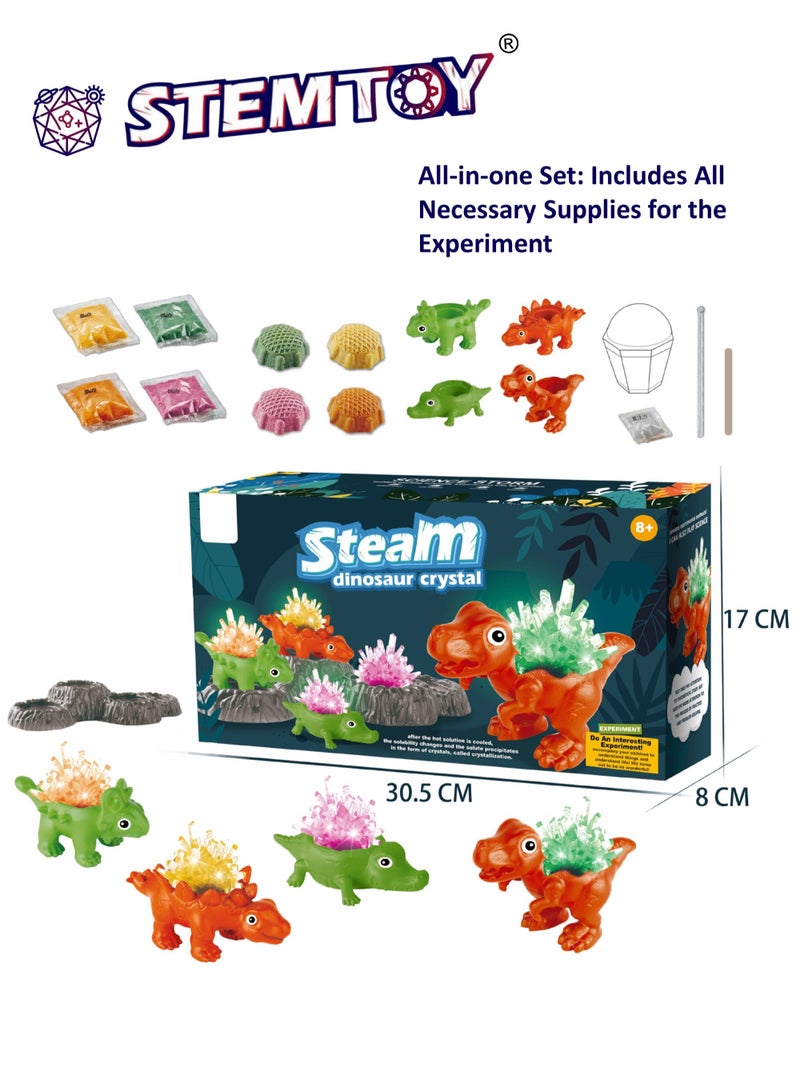 STEMTOY Crystal Growing Kit for Kids – Grow 4 Vibrant Colored Crystal Dinosaurs, Easy DIY Science Experiment Kit, Creative STEM Learning and Educational Toy & Gift for Boys & Girls Ages 8+ - Image 2