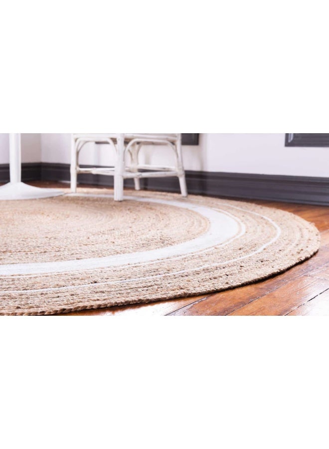 HANDPICKED FURNITURE Jute Wool And Cotton Beige Round Carpet Ultra Soft Area Carpets For Bed Room Living Room And Dining Room Anti-Slip Floor Carpets Easy To Clean Made In Turkey 120X120Cm - Image 5