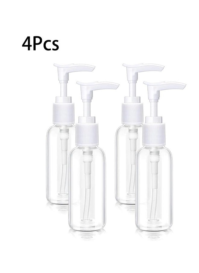Generic 4 Pieces Transparent Travel Bottles Pump Bottle Lotion Dispenser Bottle Plastic Foamer Bottle Clear Pump Dispenser Mini Travel Pump Bottle for Cleaning Cosmetics Packaging Shampoo (White 50 ml)  - Image 1