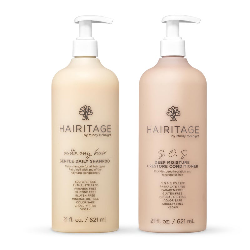 Hairitage Gentle Daily Moisture Shampoo and Conditioner Set  Split End  Bond Strengthening for Dry Damaged Hair with Jojoba Oil  AntiFrizz and Color Safe  Cherry  Amber Scent 21oz 2pack