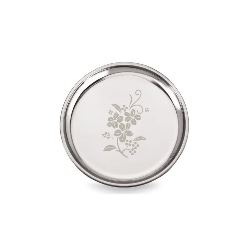 Neelam صينية نيلا م من الفولاذ المقاوم للصدأ 15، 22 قياس بنقش ليزر، مثالية للاستخدام اليومي، والمناسبات الخاصة، جودة متينة من مواد غذائية، مظهر أنيق، مثالية للمنزل والمطعم، 33 سم - Image 2