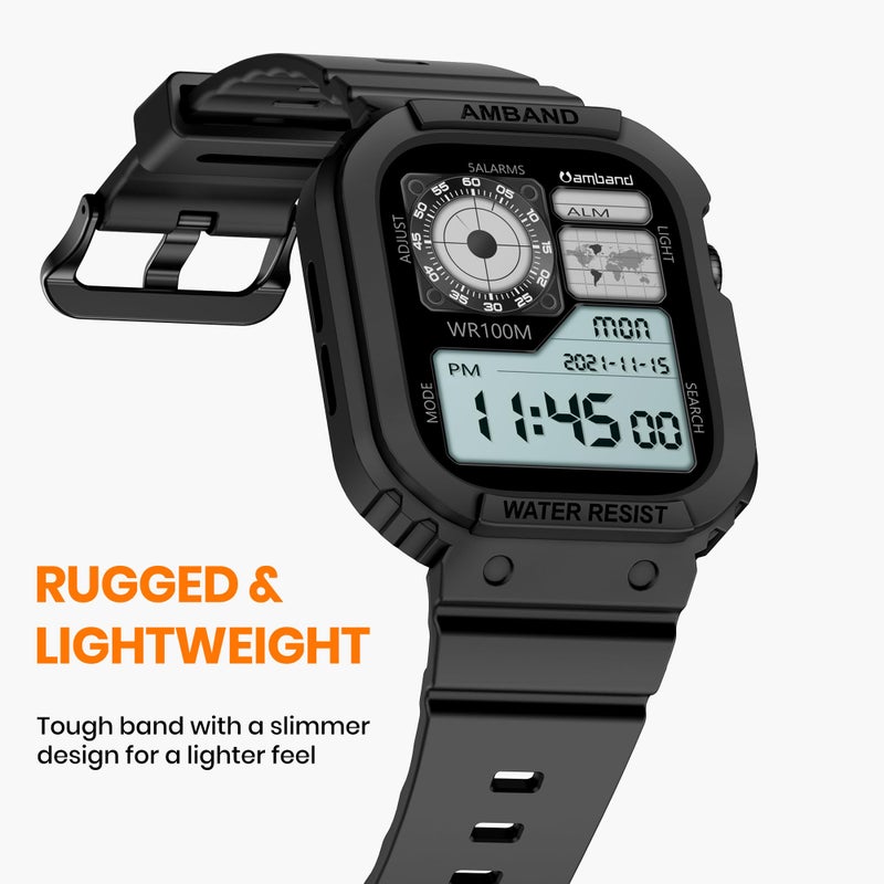 amBand Rugged Case with Band for Apple Watch Series 10 11 46mm, Shockproof & Protective Sport Bumper Cover, Lightweight & Comfortable Strap for Men & Women, Matte Black - Image 3