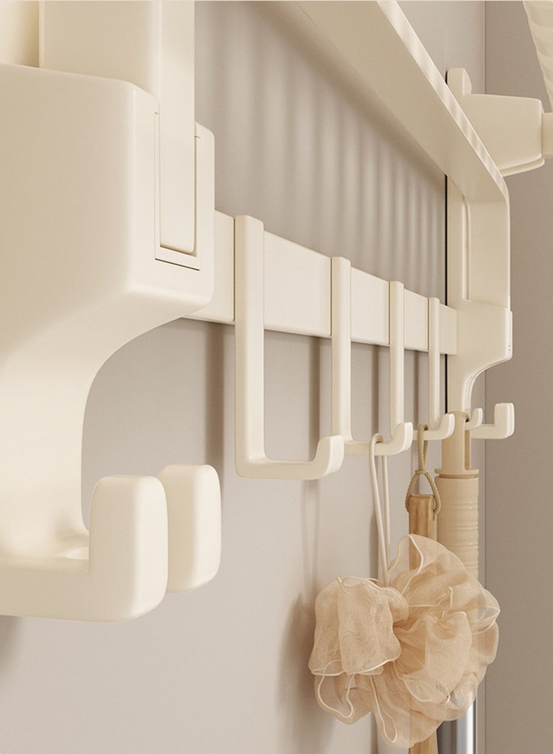 Foldable Large Capacity NO Drilling Bathroom Towel Storage Rack With Hooks Aluminium Toilet Save Space Toiletries With Towel Bar Holder Wall Mount for Bathroom - Image 2