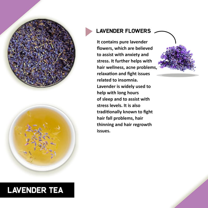 TEACURRY Lavender Tea (10 Gram) - Helps in Relaxation, Calmness and Improves sleep time - Image 2