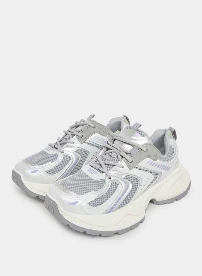 Styli Styli Textured Lace Up Sneakers