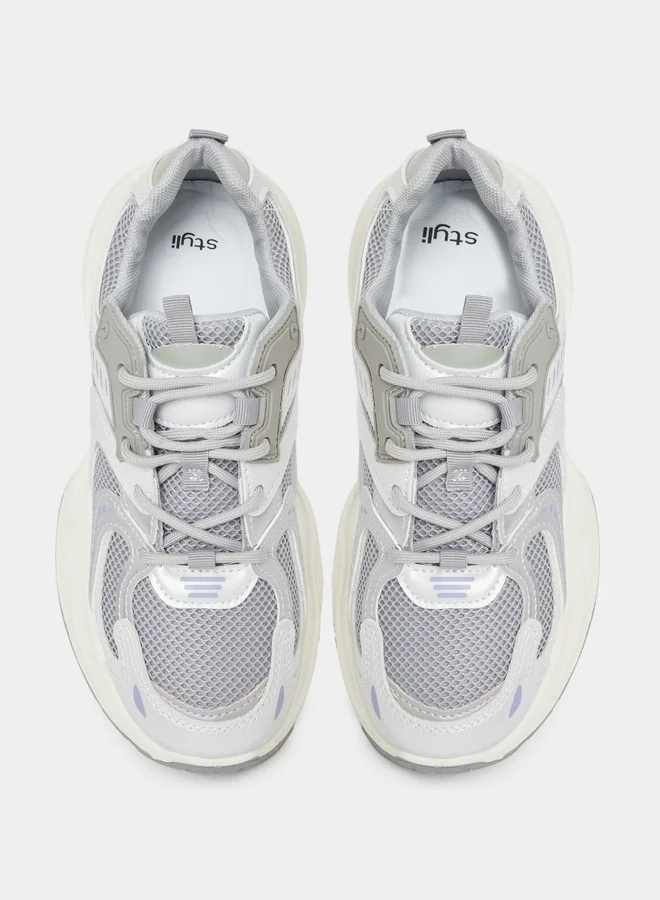 Styli Styli Textured Lace Up Sneakers