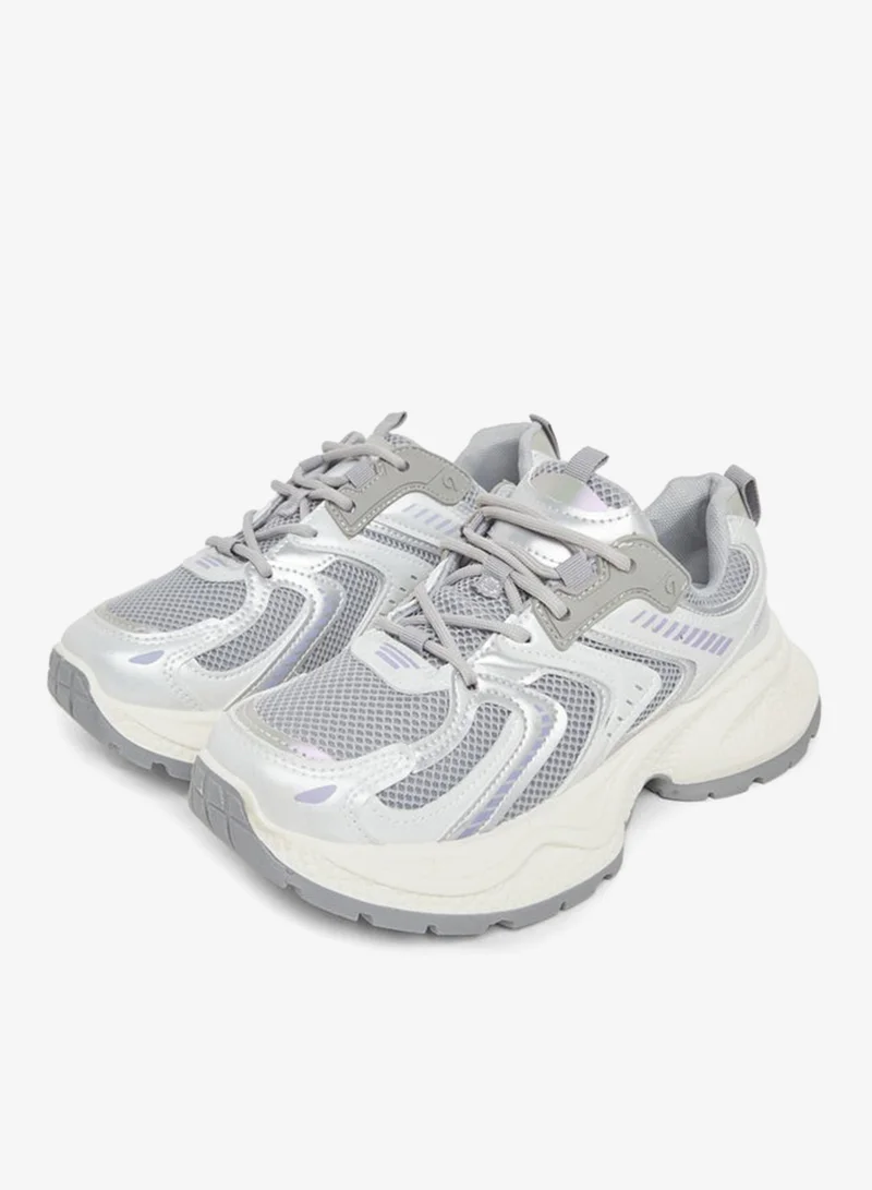 Styli Active Textured Lace Up Sneakers