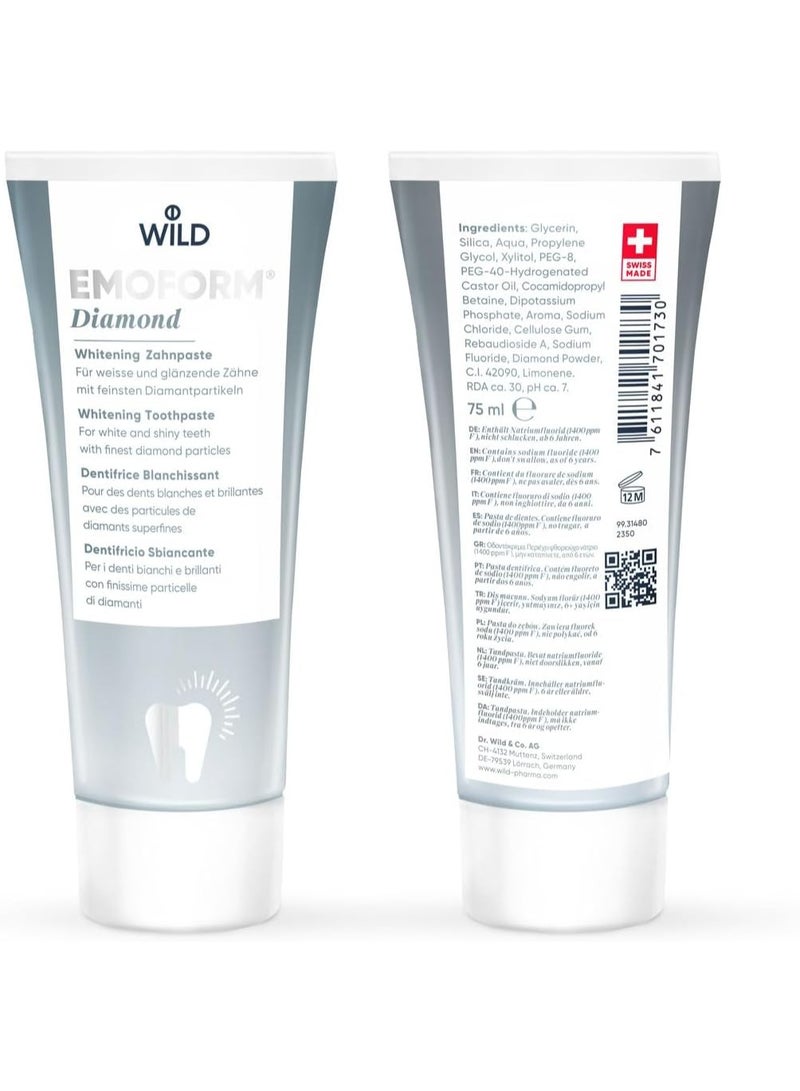 WILD Emoform Diamond Toothpaste 75ml – Advanced Whitening & Enamel Protection Toothpaste - Image 2