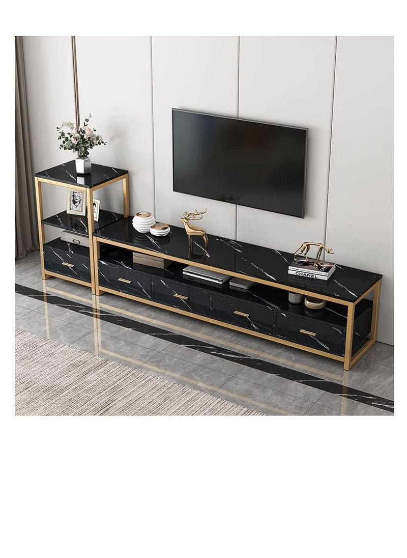 Modern TV cabinet, simple TV cabinet, modern TV table, living room background storage cabinet (black)